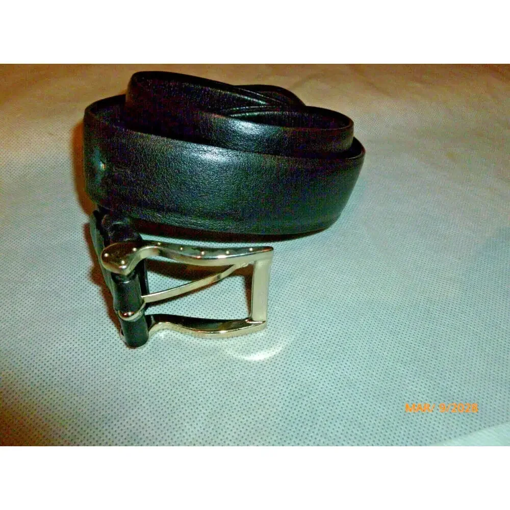 Vintage‎ CLAUDIO ORCIANI Belt Black Silver Buckle Made Italy Sz 32